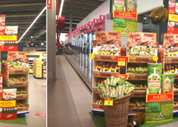 2 foto's die het mooie point of sale display van Imperial meat products tonen